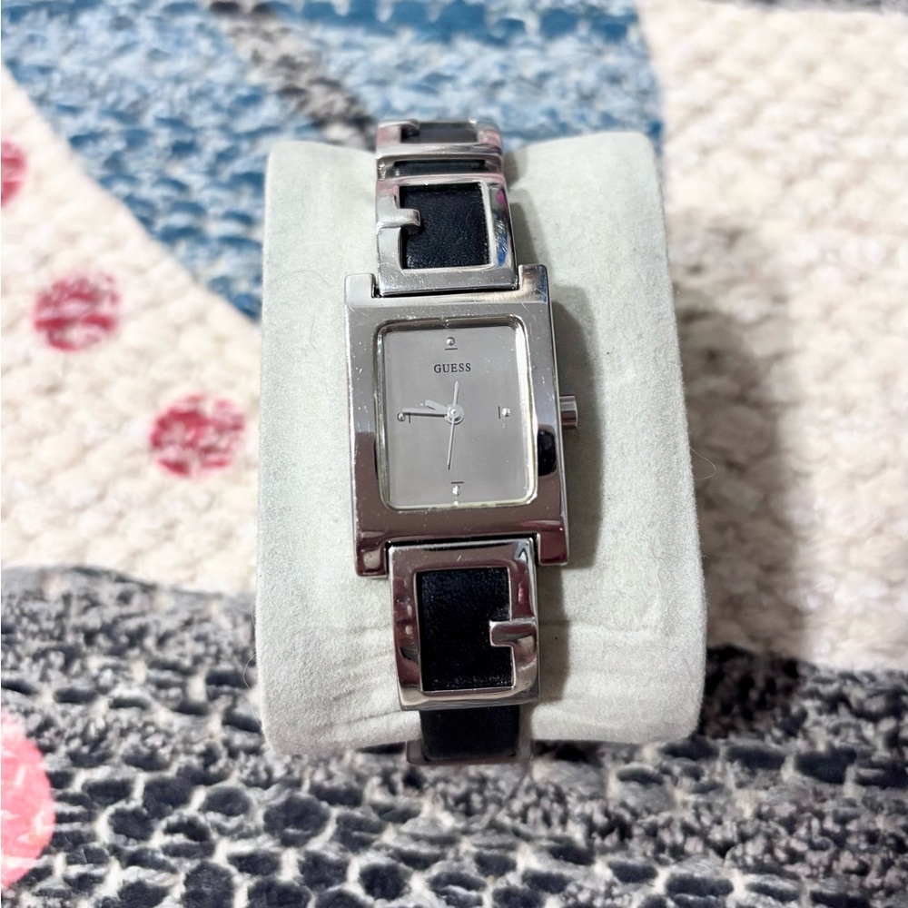 Guess Women's Silver and Black Square Watch - Picture 2 of 4